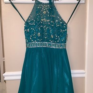turquoise halter top dress